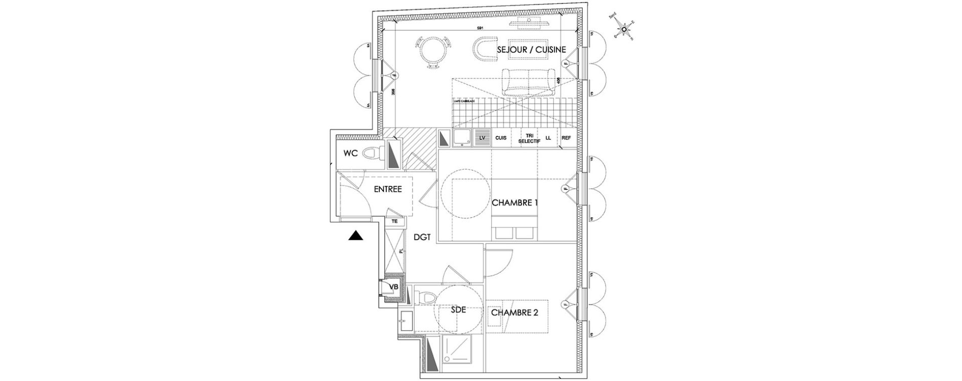 Appartement T3 de 61,47 m2 &agrave; Pontoise Centre