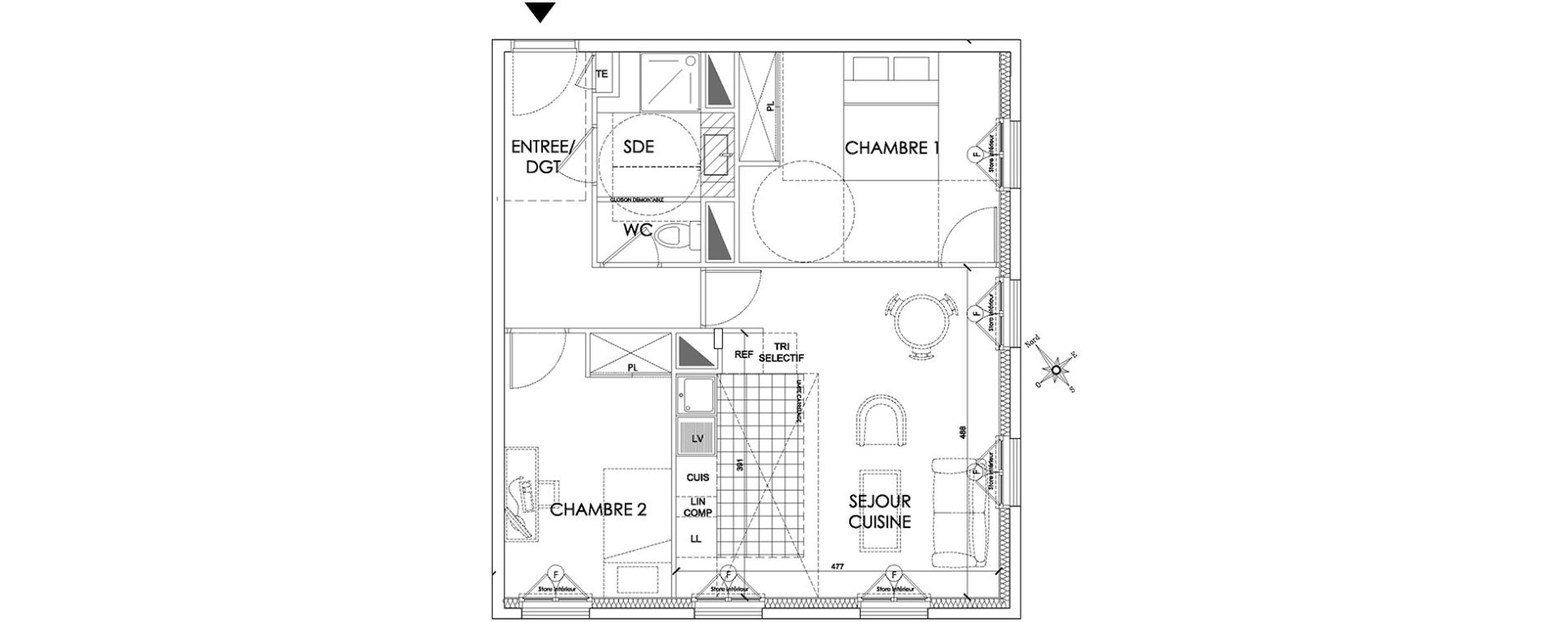 Appartement T3 de 55,81 m2 &agrave; Pontoise Centre