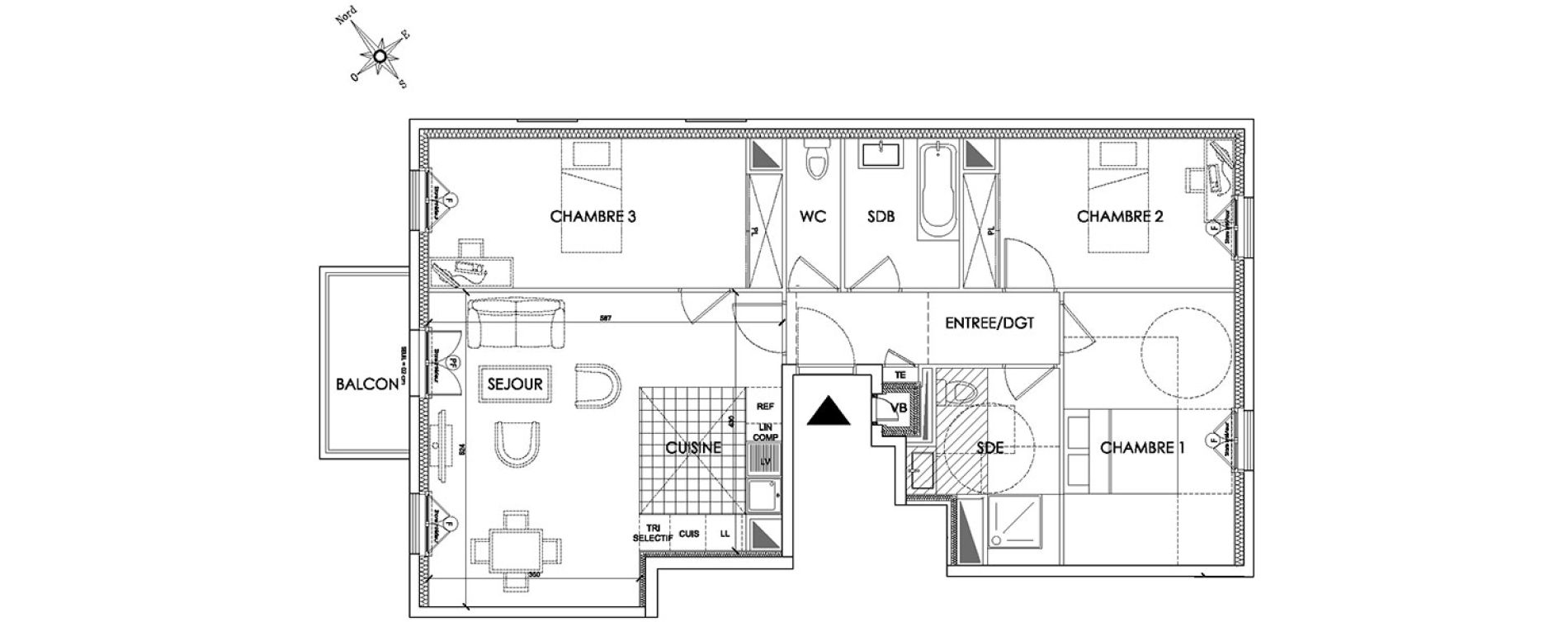 Appartement T4 de 84,74 m2 &agrave; Pontoise Centre