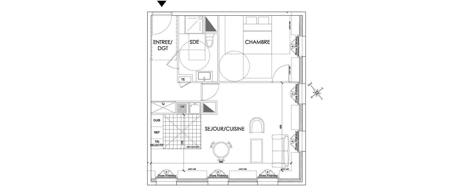 Appartement T2 de 52,08 m2 &agrave; Pontoise Centre