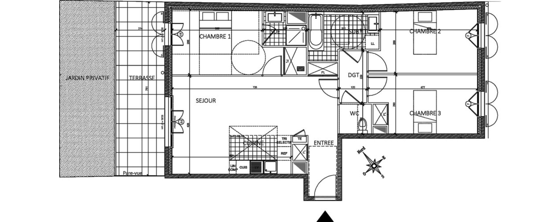 Appartement T4 de 82,25 m2 &agrave; Pontoise Centre