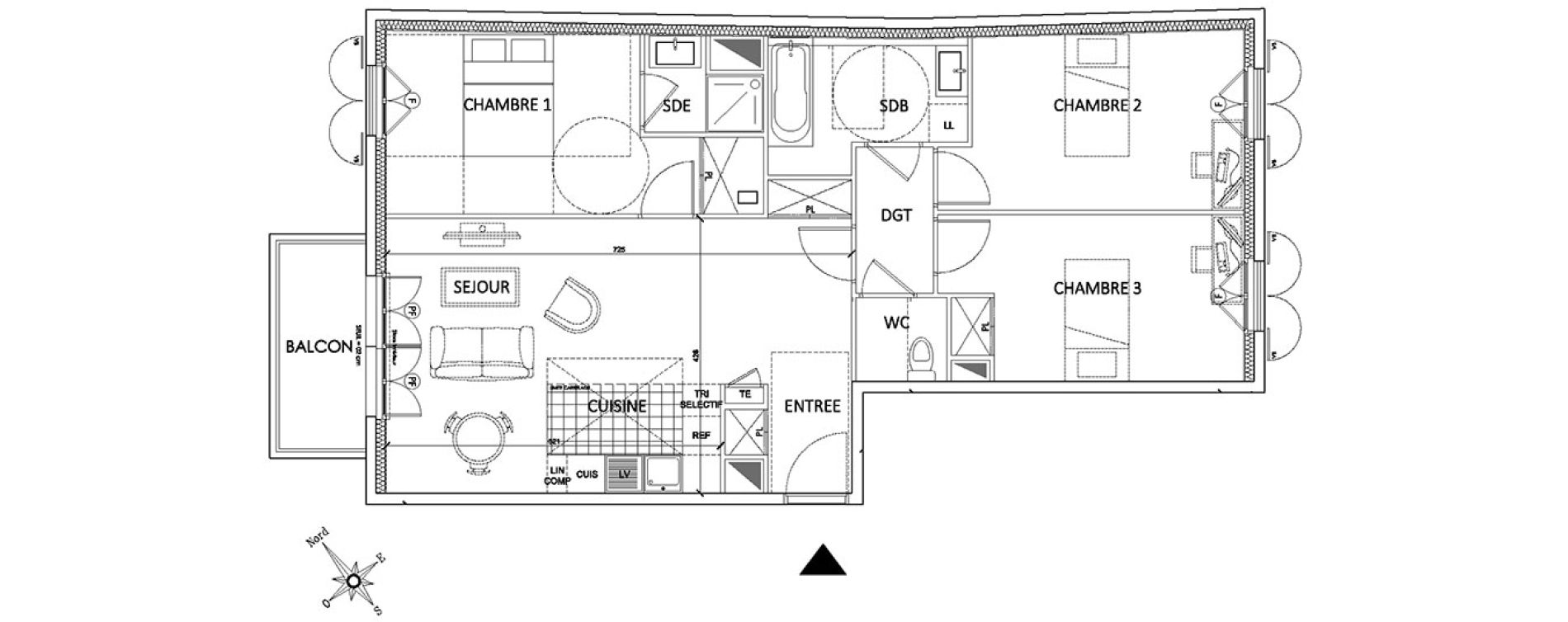 Appartement T4 de 81,10 m2 &agrave; Pontoise Centre