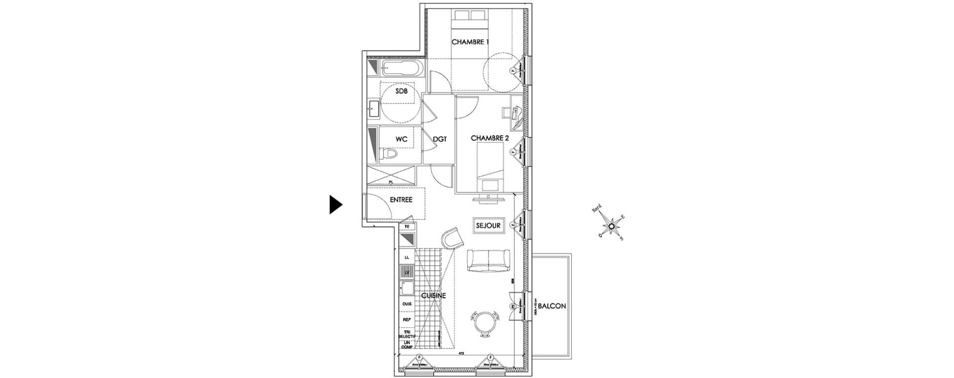 Appartement T3 de 66,62 m2 &agrave; Pontoise Centre