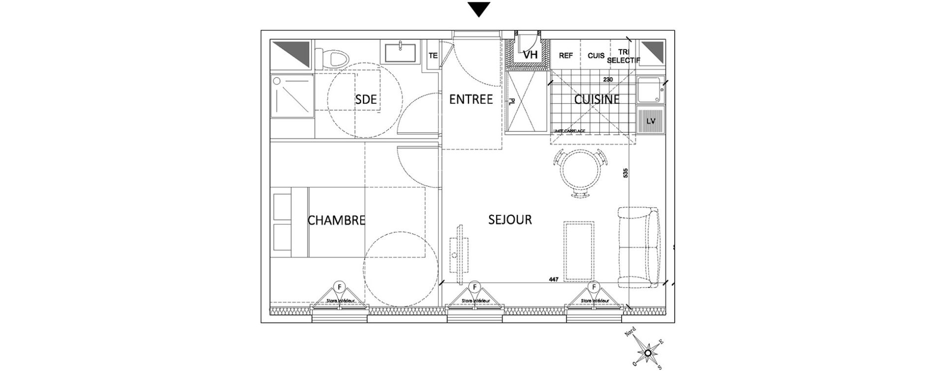 Appartement T2 de 39,73 m2 &agrave; Pontoise Centre