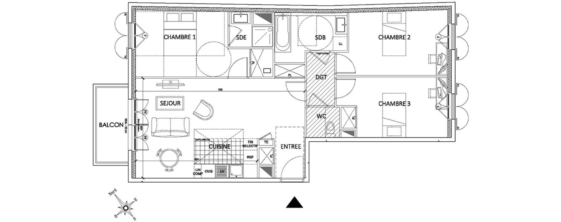 Appartement T4 de 81,10 m2 &agrave; Pontoise Centre