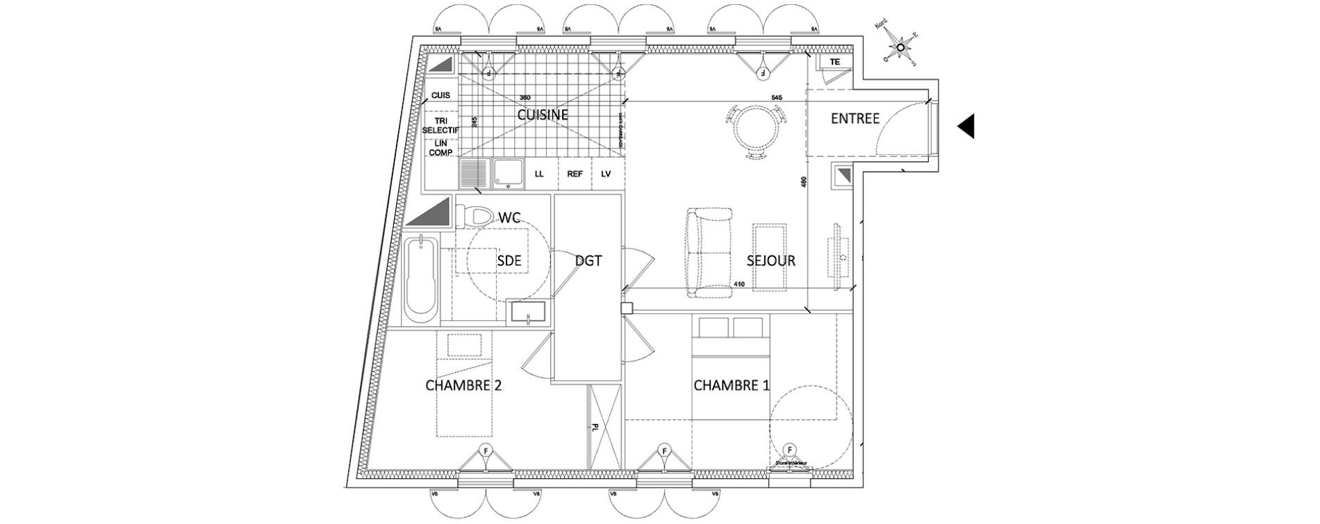 Appartement T3 de 59,76 m2 &agrave; Pontoise Centre