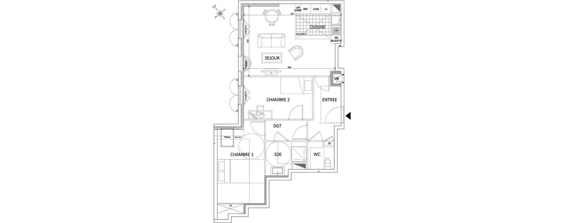 Appartement T3 de 62,23 m2 &agrave; Pontoise Centre