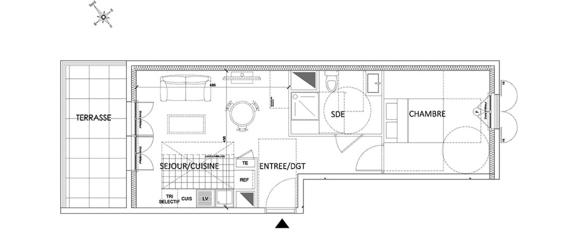 Appartement T2 de 40,70 m2 &agrave; Pontoise Centre
