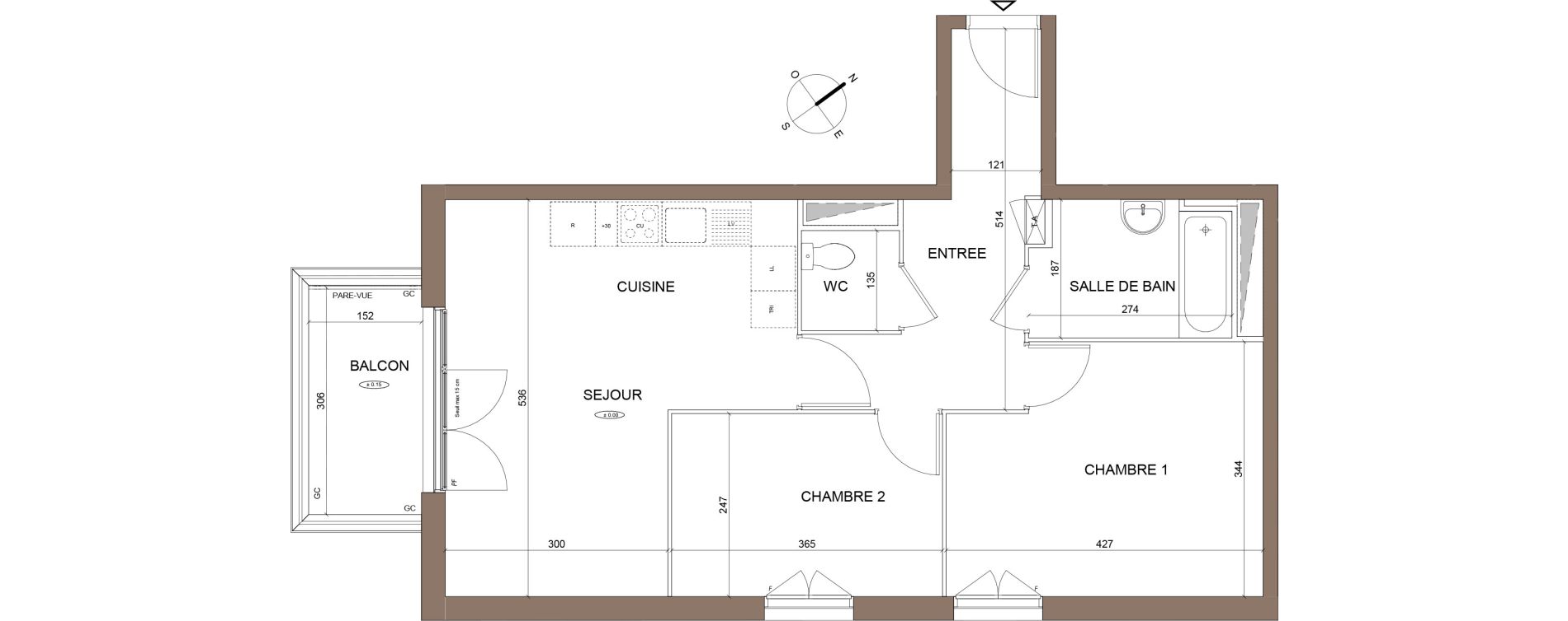 Appartement T3 de 59,08 m2 &agrave; Pontoise Centre