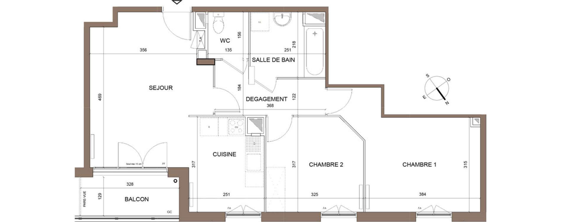 Appartement T3 de 62,43 m2 &agrave; Pontoise Centre