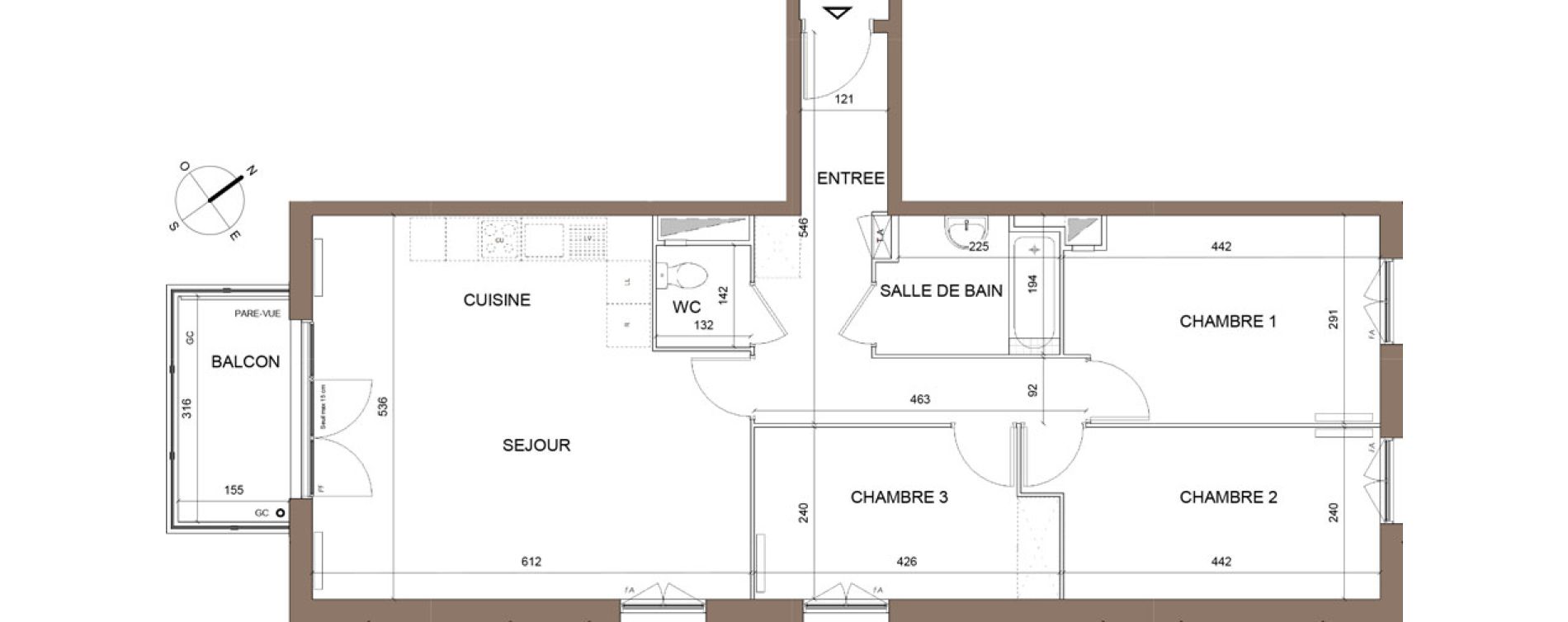 Appartement T4 de 80,29 m2 &agrave; Pontoise Centre
