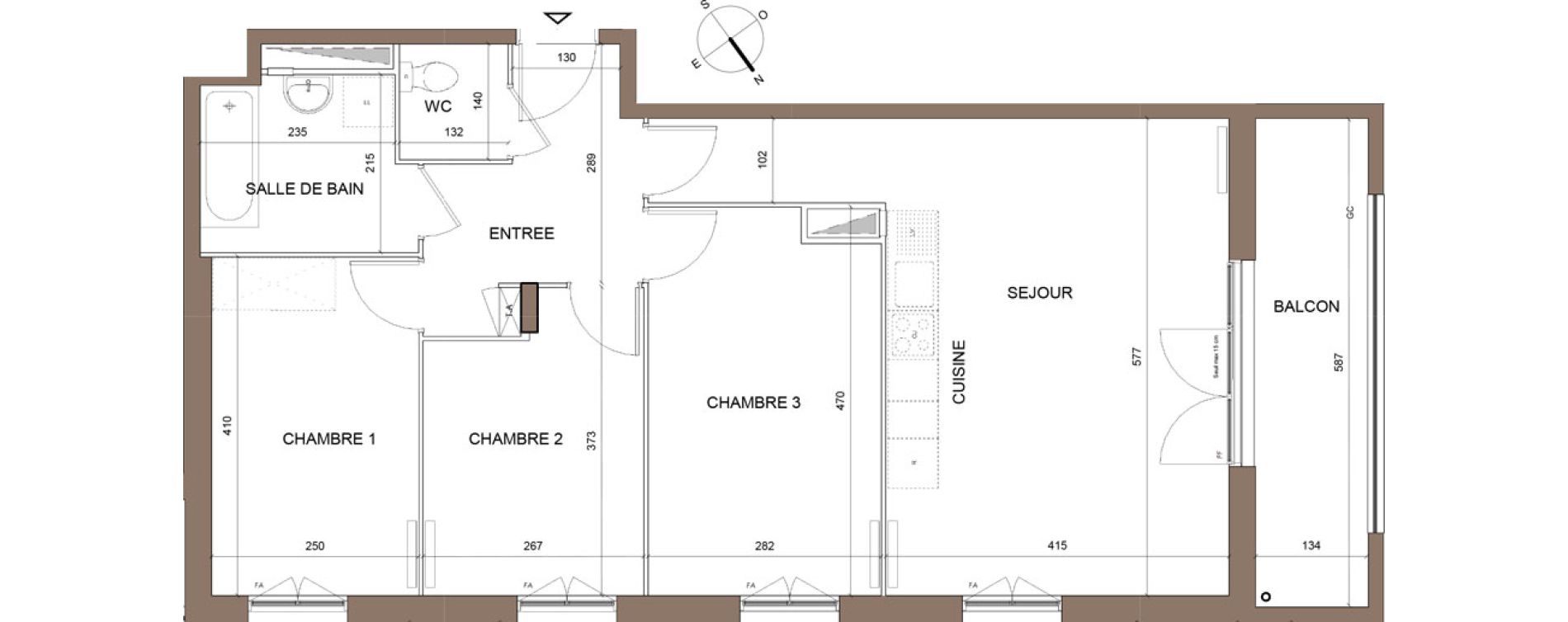 Appartement T4 de 72,68 m2 &agrave; Pontoise Centre