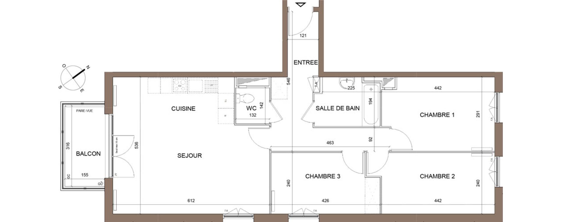 Appartement T4 de 80,29 m2 &agrave; Pontoise Centre