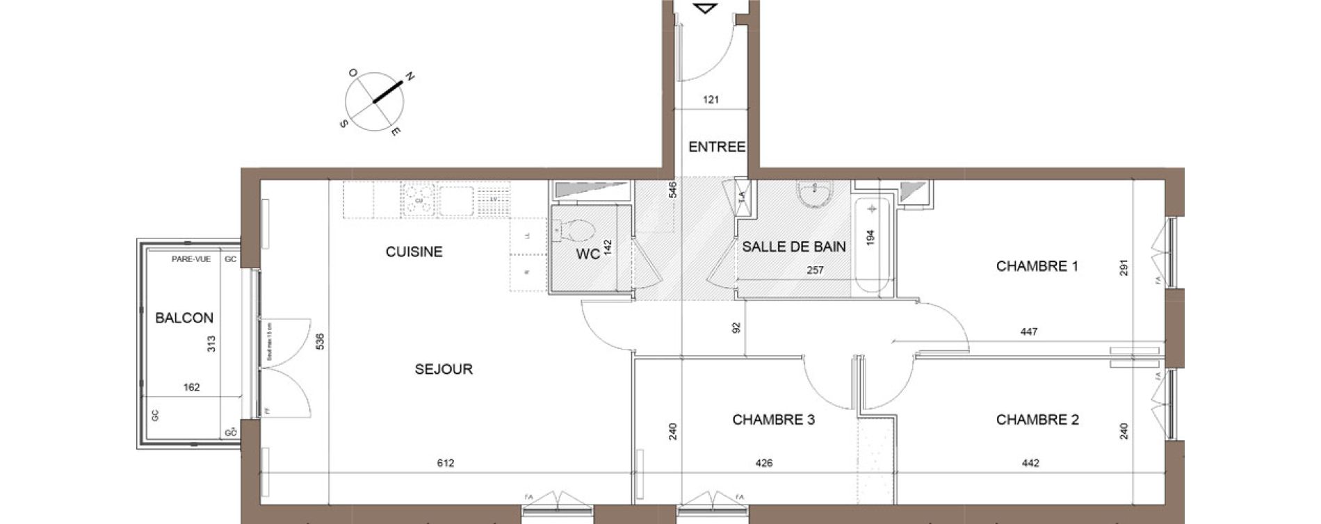 Appartement T4 de 80,29 m2 &agrave; Pontoise Centre