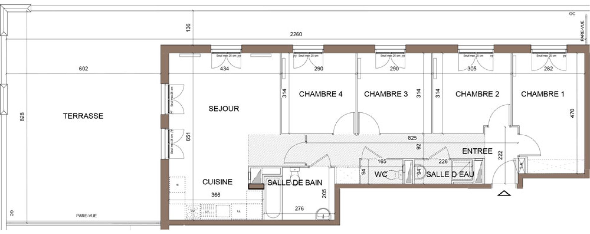 Appartement T5 de 87,05 m2 &agrave; Pontoise Centre