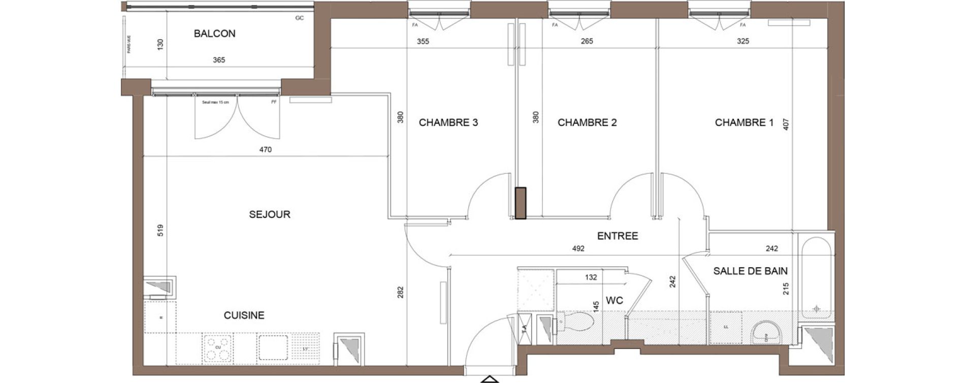 Appartement T4 de 77,27 m2 &agrave; Pontoise Centre