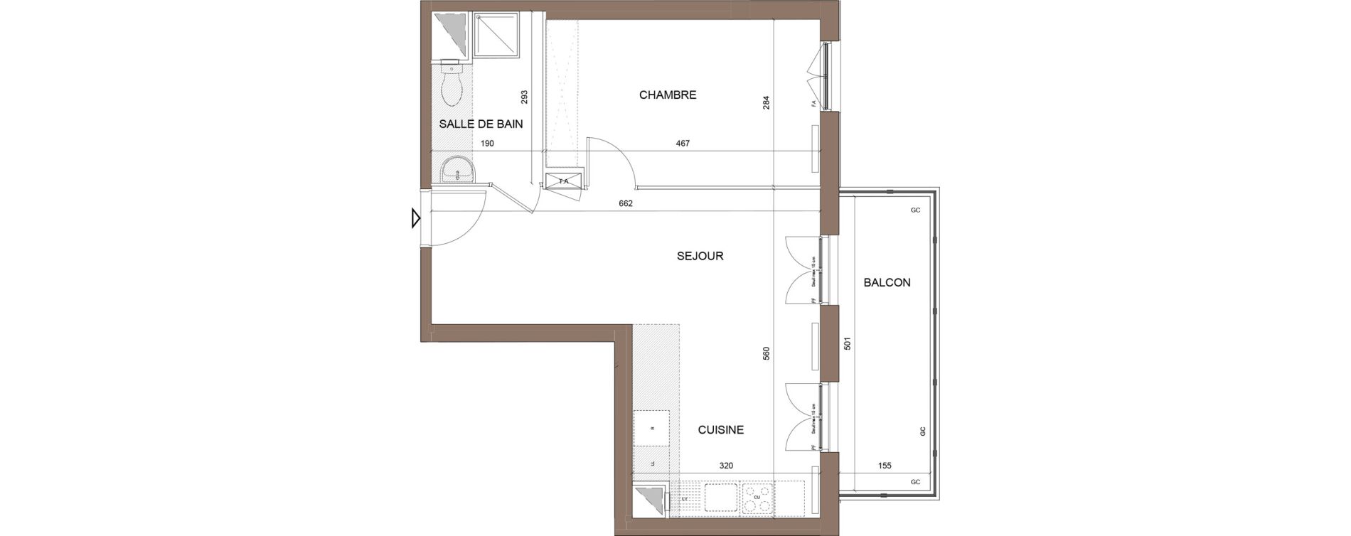 Appartement T2 de 43,48 m2 &agrave; Pontoise Centre