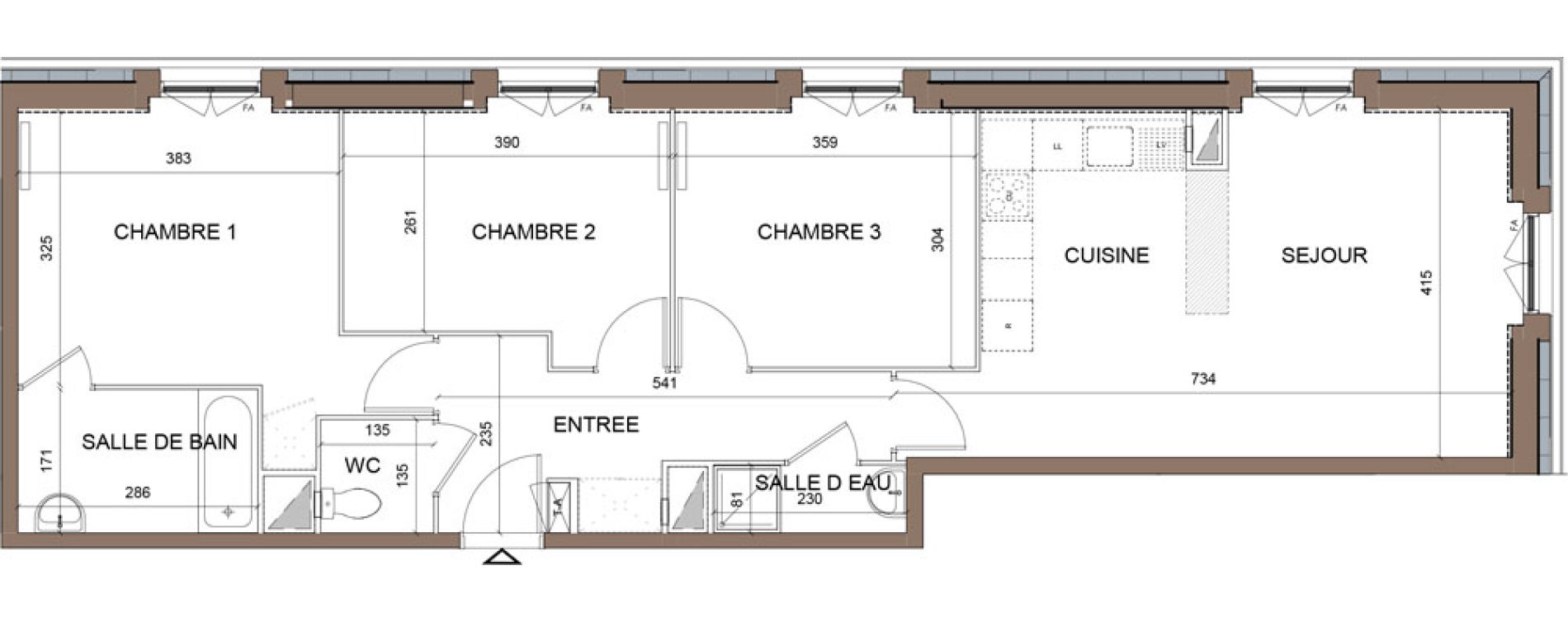 Appartement T4 de 80,79 m2 &agrave; Pontoise Centre