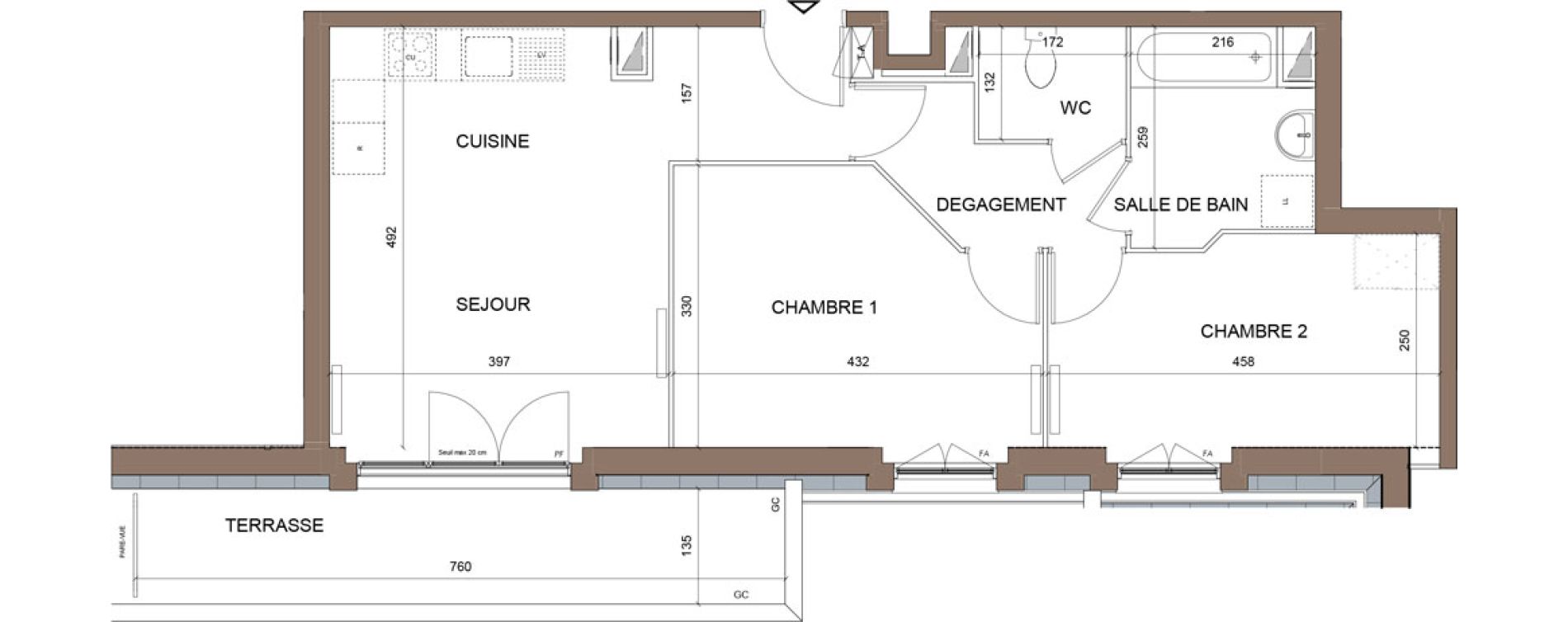 Appartement T3 de 58,73 m2 &agrave; Pontoise Centre