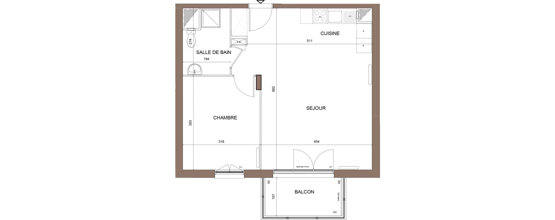 Appartement T2 de 49,40 m2 &agrave; Pontoise Centre