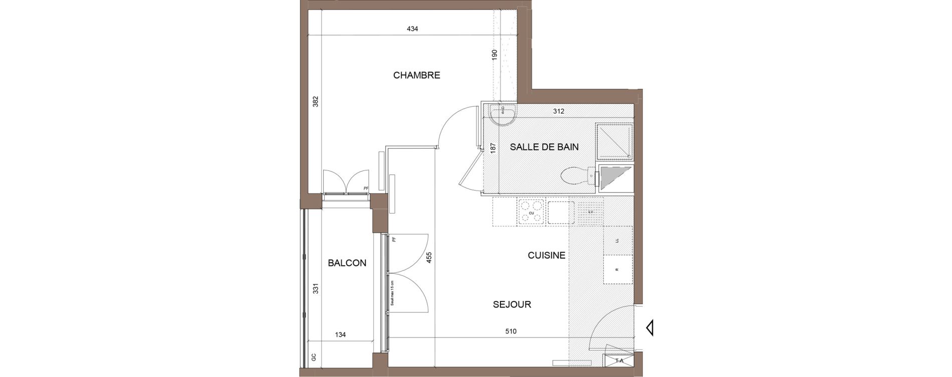 Appartement T2 de 38,39 m2 &agrave; Pontoise Centre