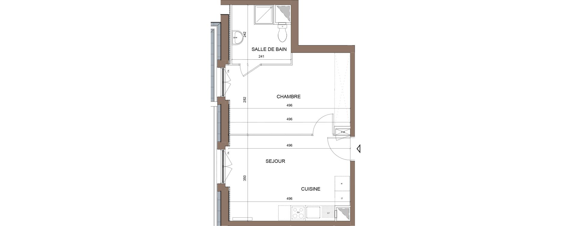 Appartement T2 de 37,54 m2 &agrave; Pontoise Centre