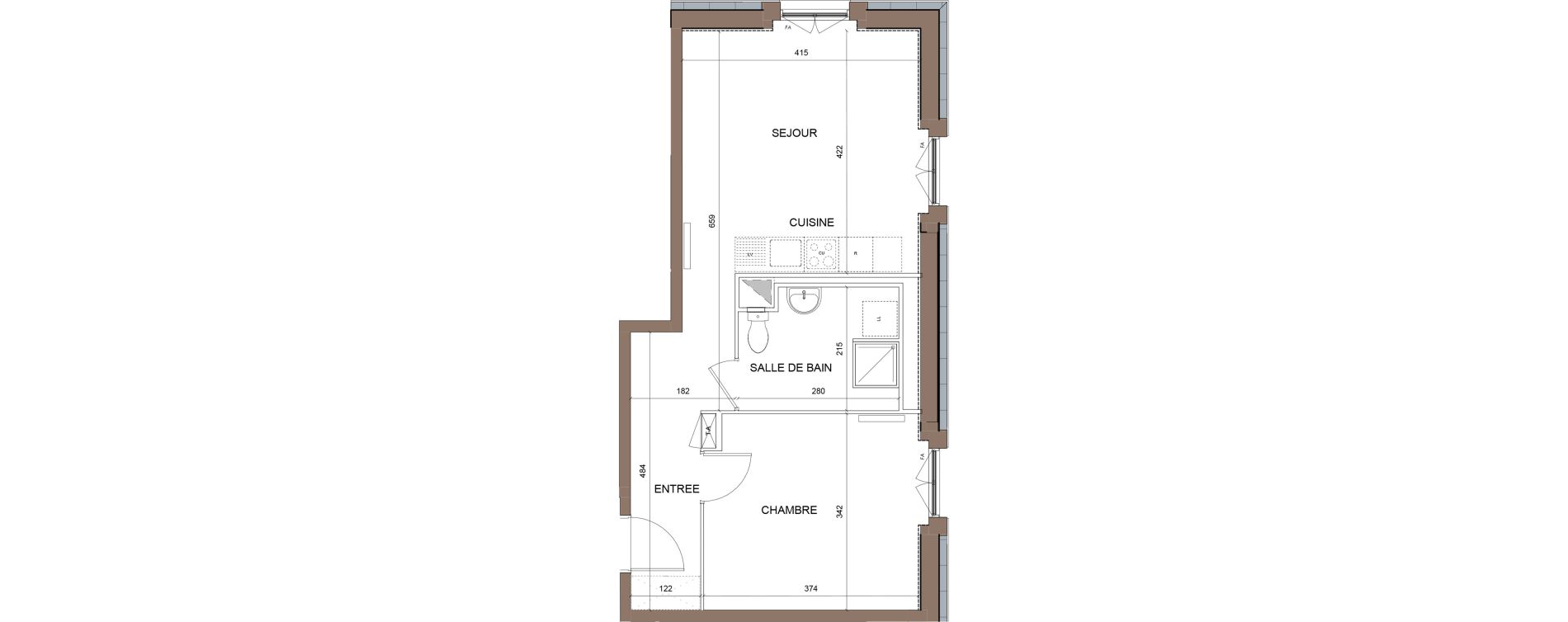 Appartement T2 de 44,07 m2 &agrave; Pontoise Centre