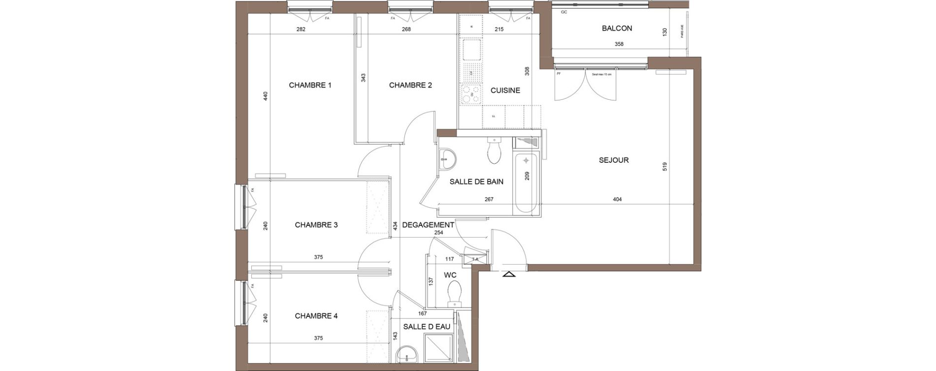 Appartement T5 de 85,11 m2 &agrave; Pontoise Centre