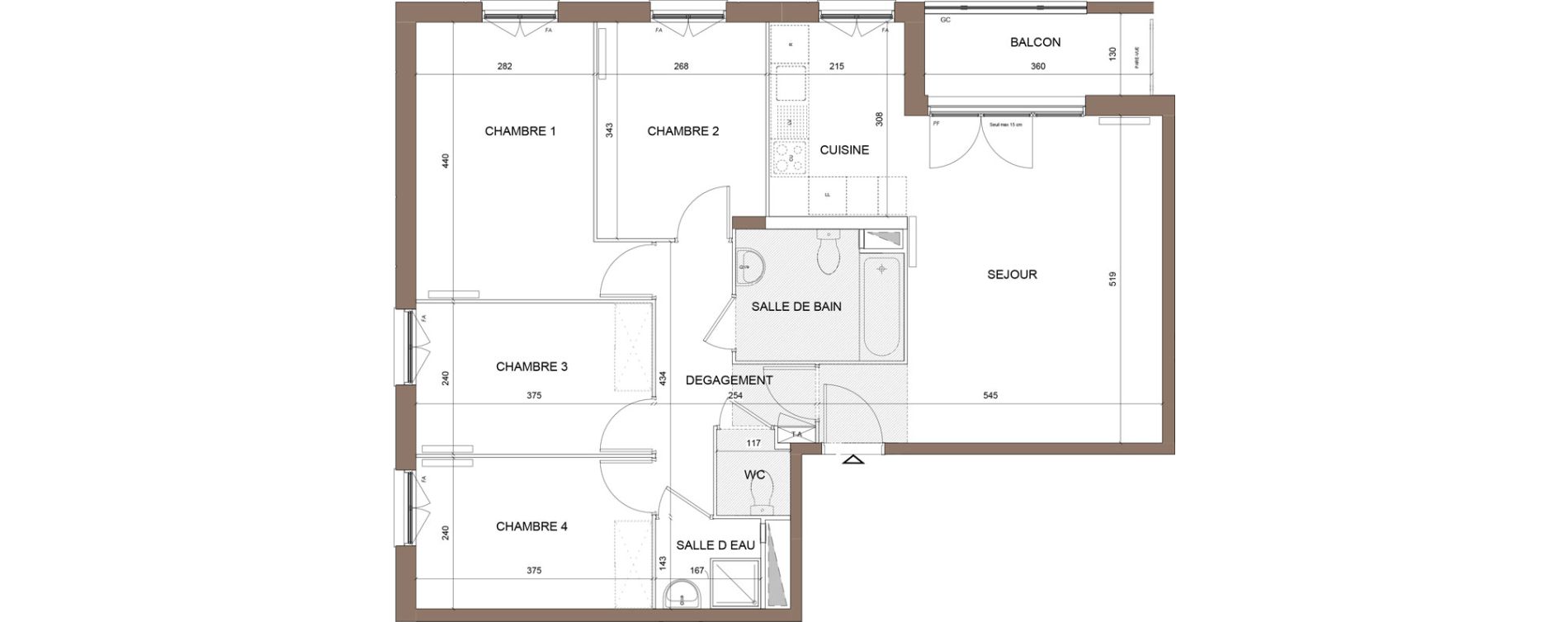 Appartement T5 de 85,11 m2 &agrave; Pontoise Centre