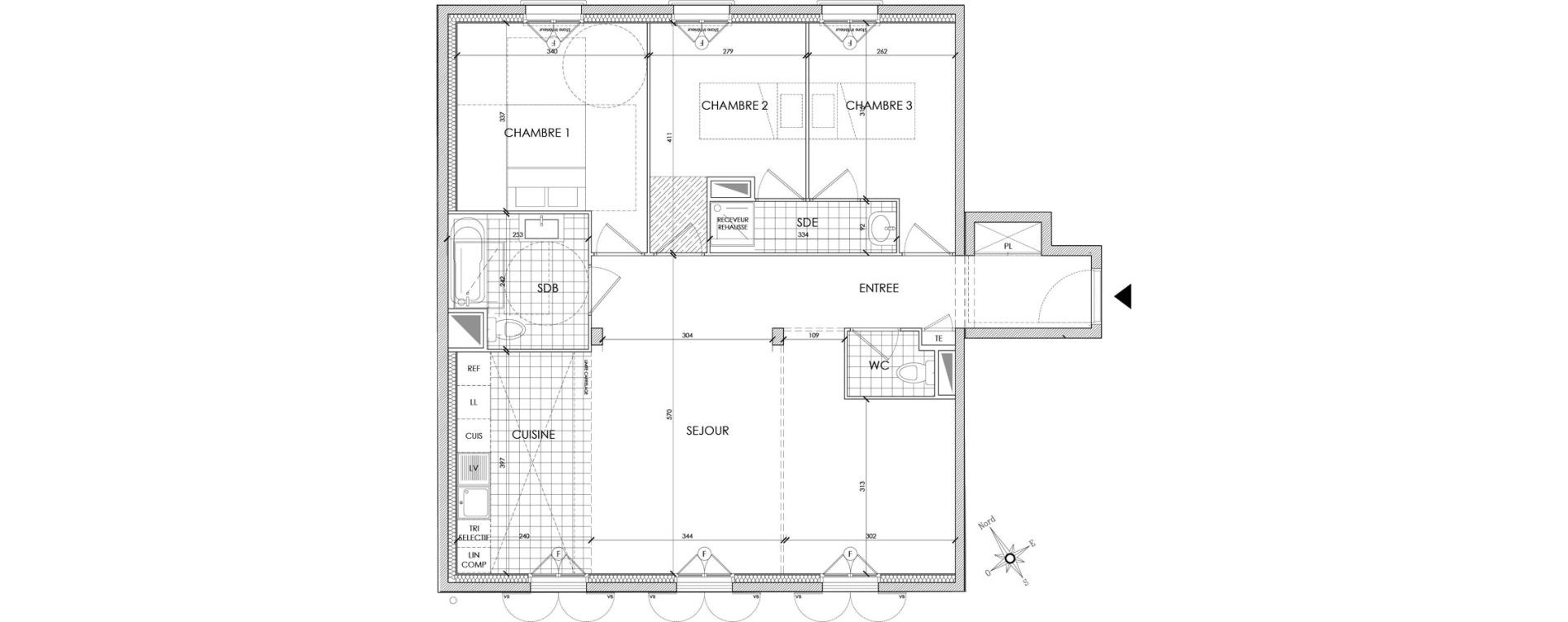 Appartement T4 de 89,07 m2 &agrave; Pontoise Centre