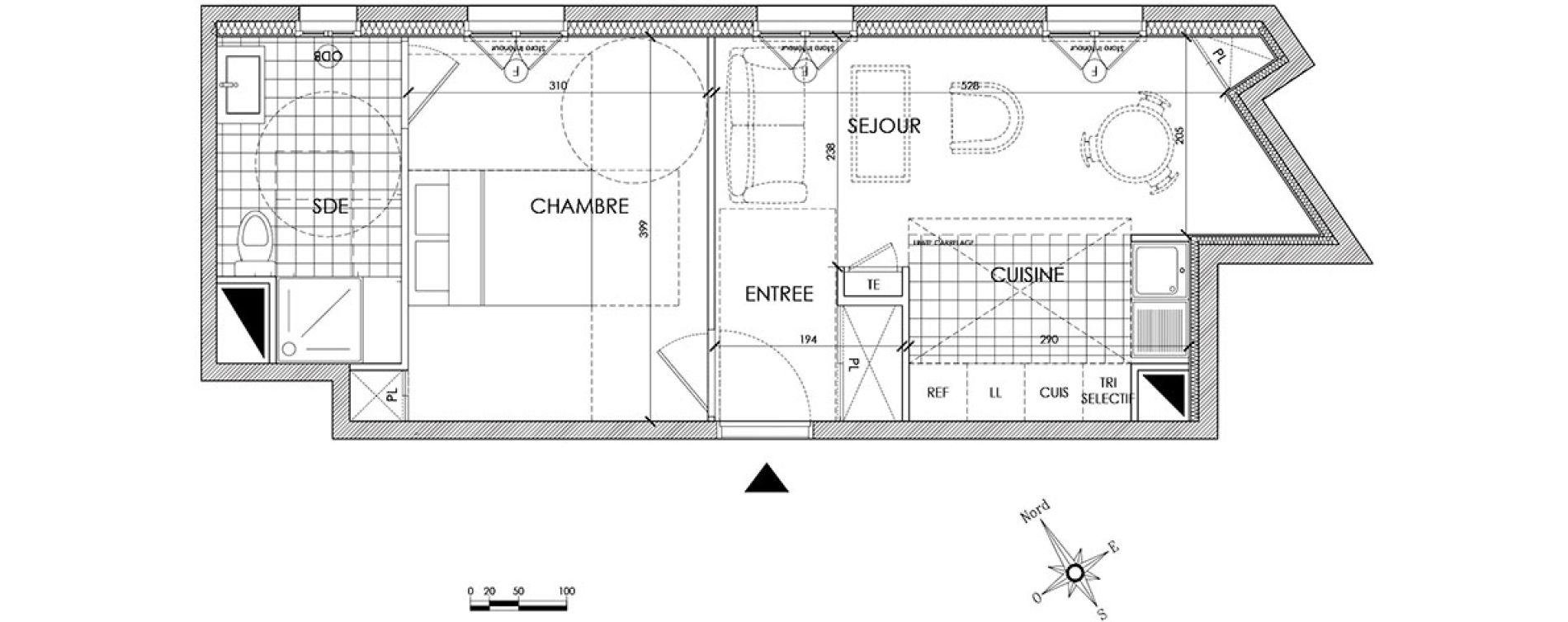 Appartement T2 de 39,09 m2 &agrave; Pontoise Centre