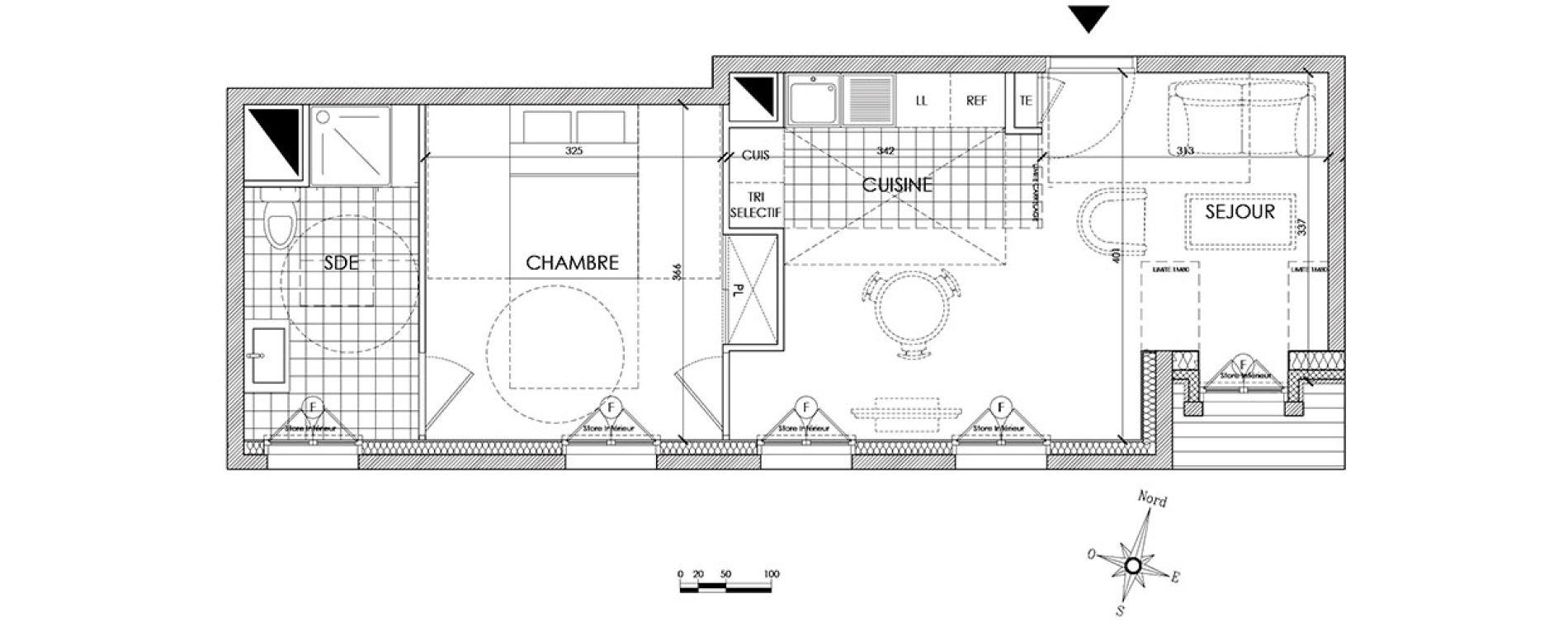 Appartement T2 de 41,19 m2 &agrave; Pontoise Centre