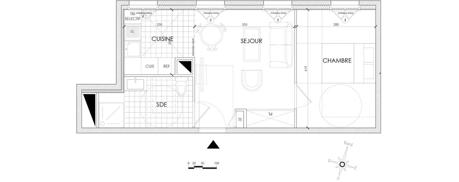 Appartement T2 de 37,09 m2 &agrave; Pontoise Centre