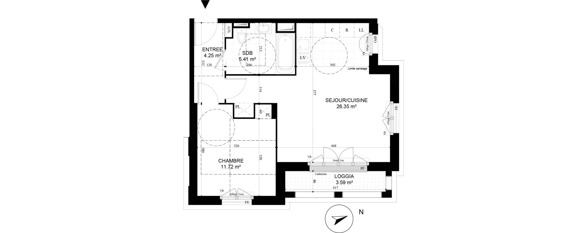 Appartement T2 de 47,73 m2 &agrave; Puiseux-En-France Derri&egrave;re les bois