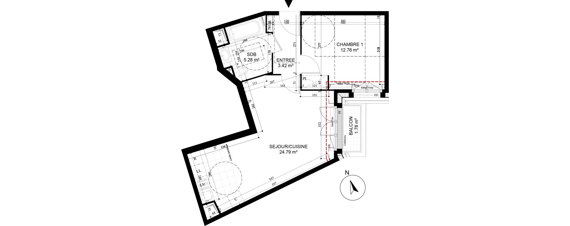 Appartement T2 de 46,25 m2 &agrave; Puiseux-En-France Derri&egrave;re les bois