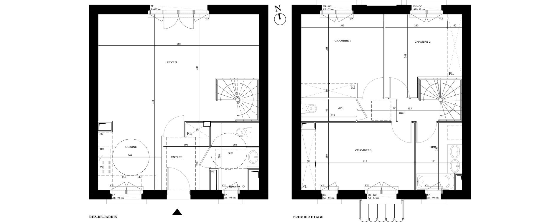 Villa T4 de 89,78 m2 &agrave; Puiseux-En-France Derri&egrave;re les bois