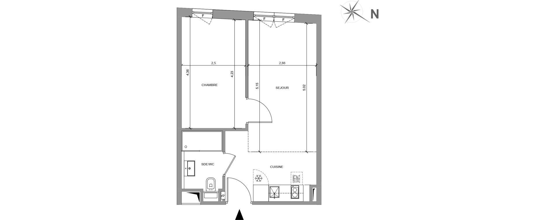Appartement T2 de 35,48 m2 &agrave; Roissy-En-France Centre