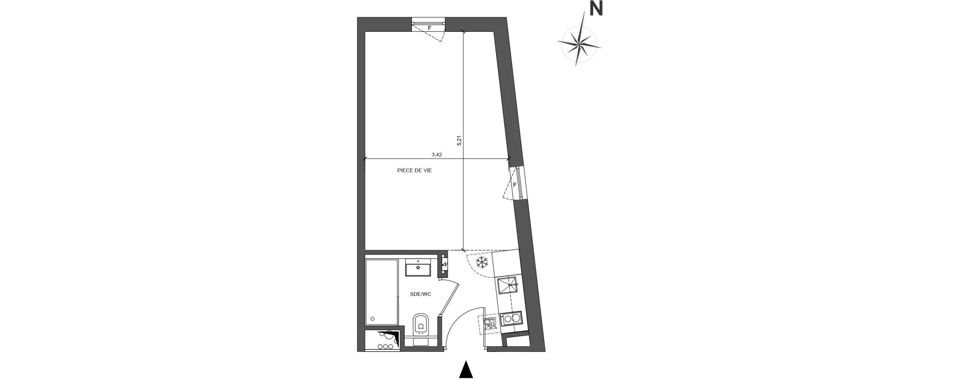 Chambre de 24,90 m2 &agrave; Roissy-En-France Centre