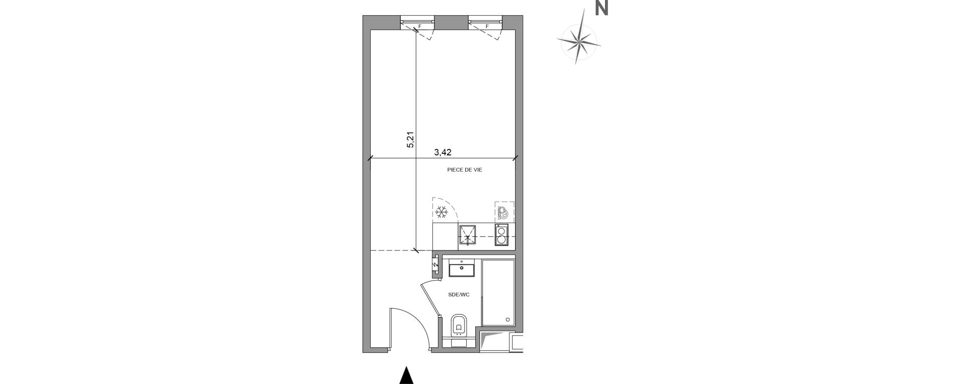 Chambre de 24,54 m2 &agrave; Roissy-En-France Centre