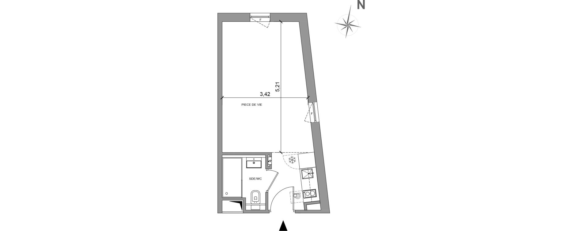 Chambre de 24,91 m2 &agrave; Roissy-En-France Centre