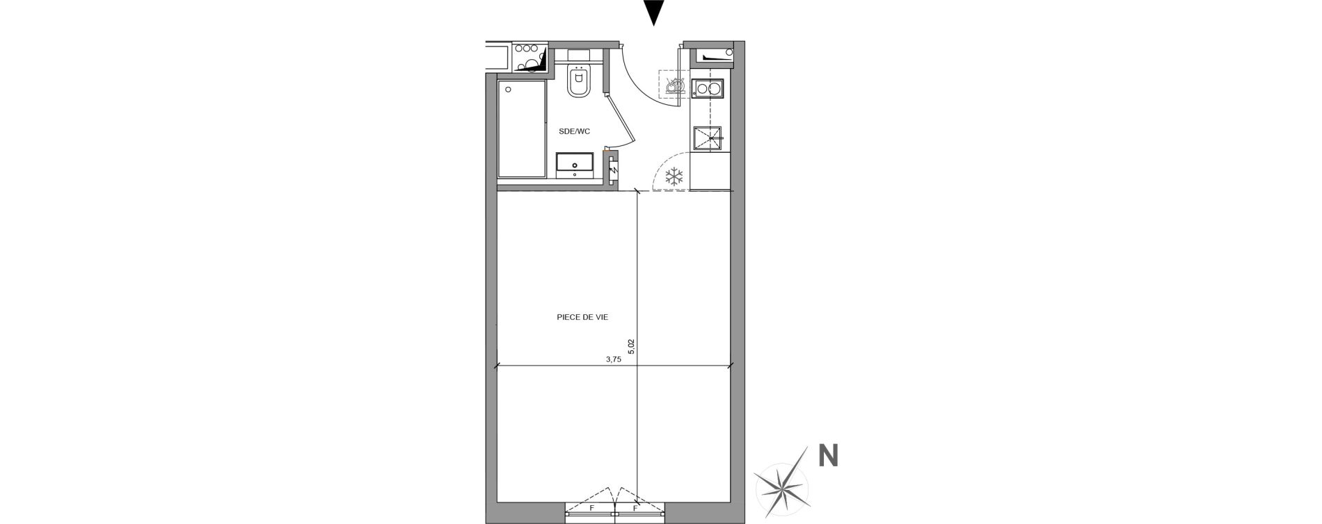 Appartement T1 de 26,09 m2 &agrave; Roissy-En-France Centre
