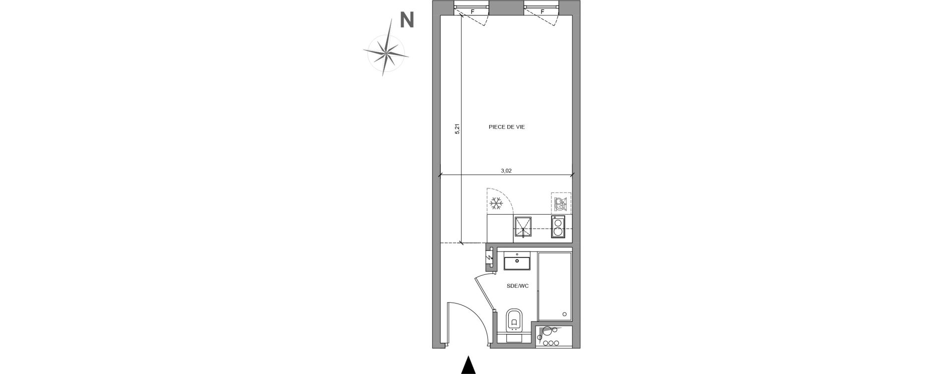 Chambre de 21,52 m2 &agrave; Roissy-En-France Centre