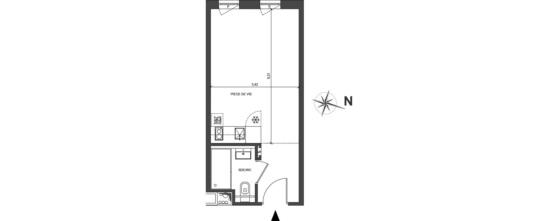 Appartement T1 de 24,54 m2 &agrave; Roissy-En-France Centre