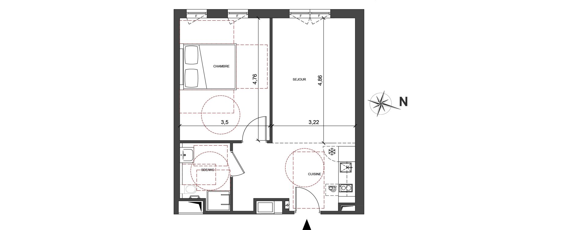 Appartement T2 de 48,72 m2 &agrave; Roissy-En-France Centre