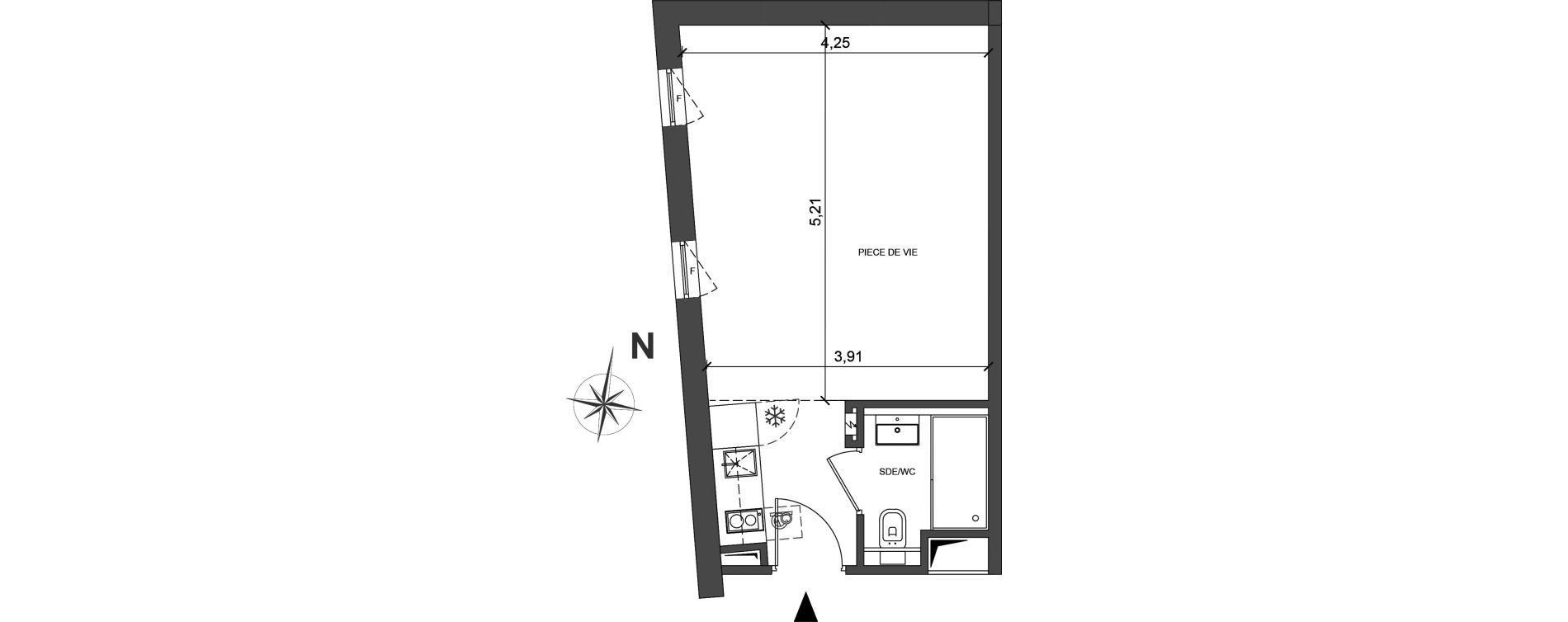 Appartement T1 de 28,73 m2 &agrave; Roissy-En-France Centre
