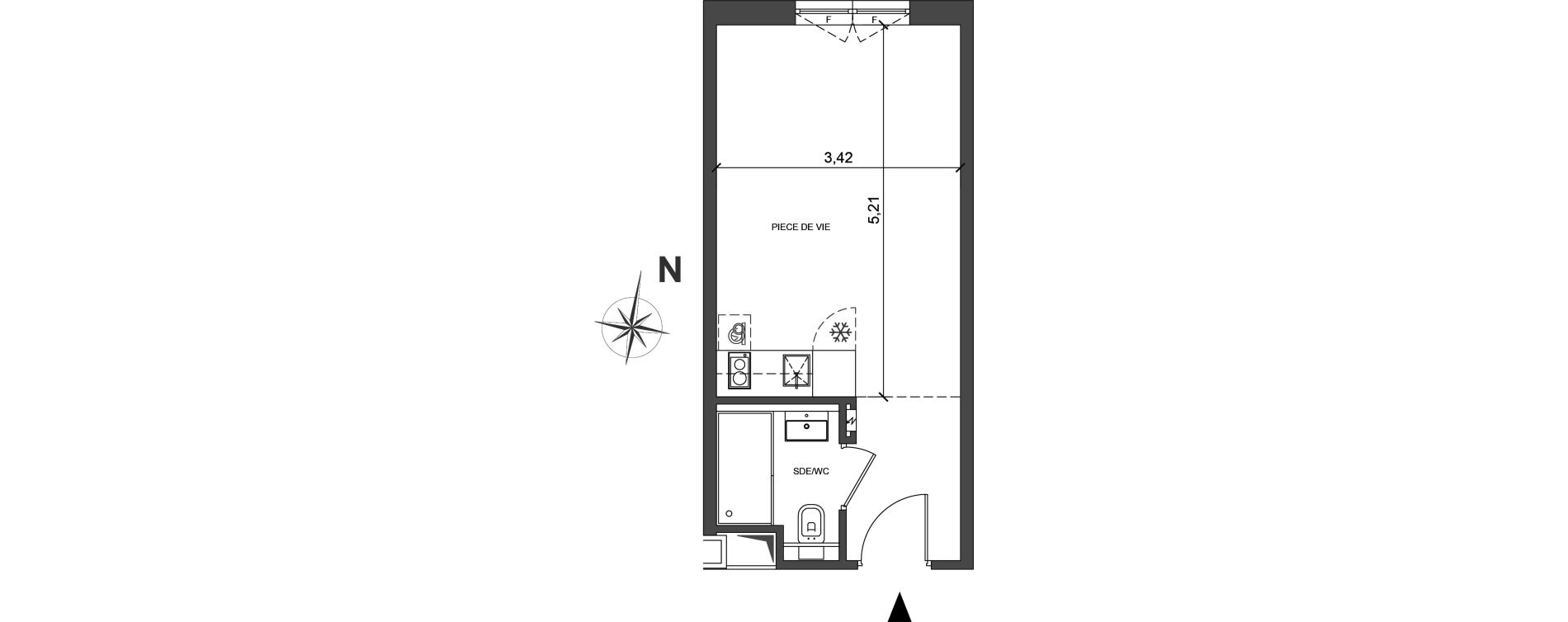 Appartement T1 de 24,54 m2 &agrave; Roissy-En-France Centre