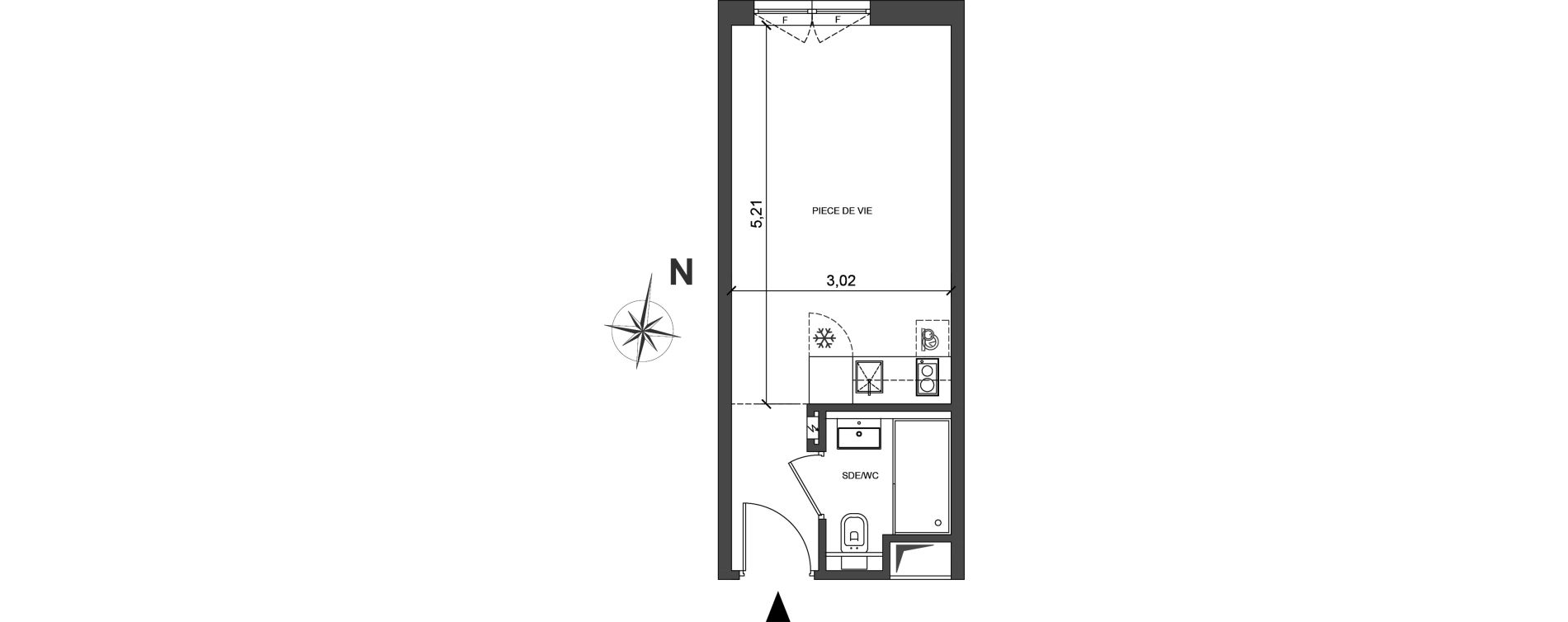 Appartement T1 de 21,52 m2 &agrave; Roissy-En-France Centre