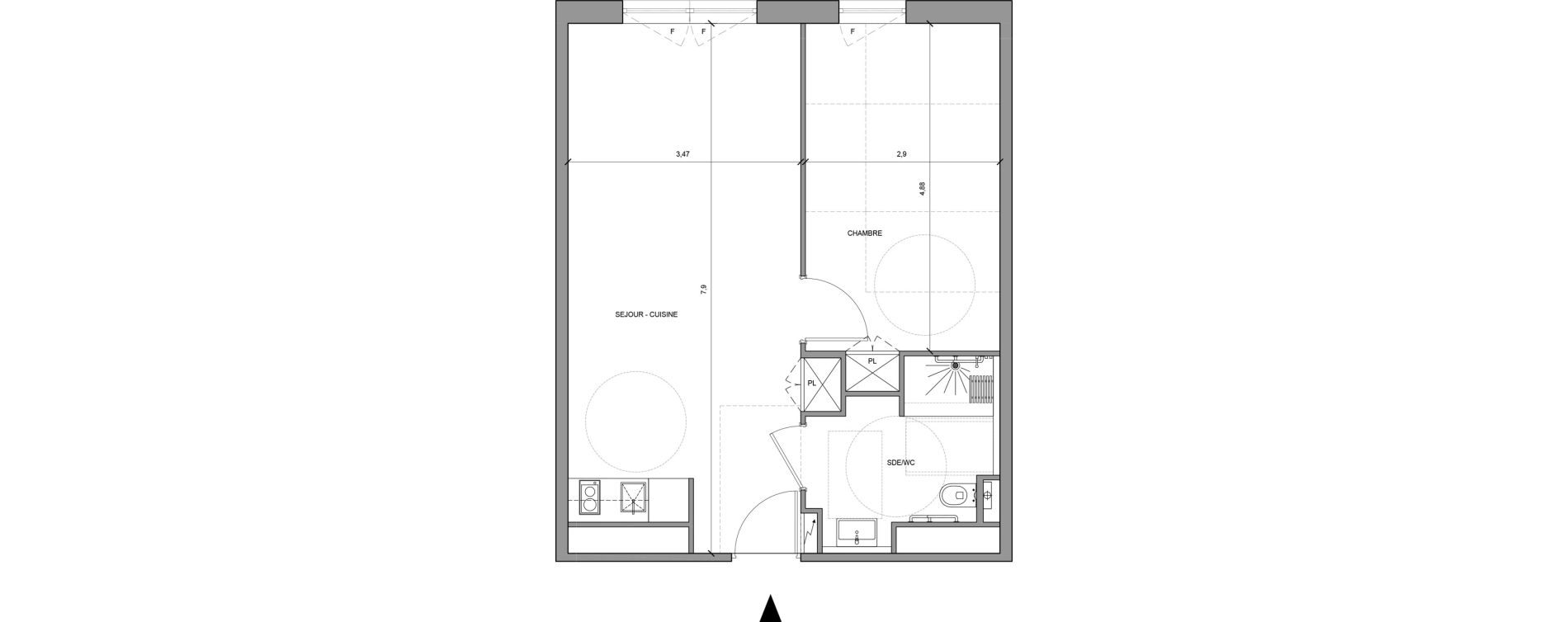 Appartement T2 meubl&eacute; de 47,90 m2 &agrave; Roissy-En-France Centre