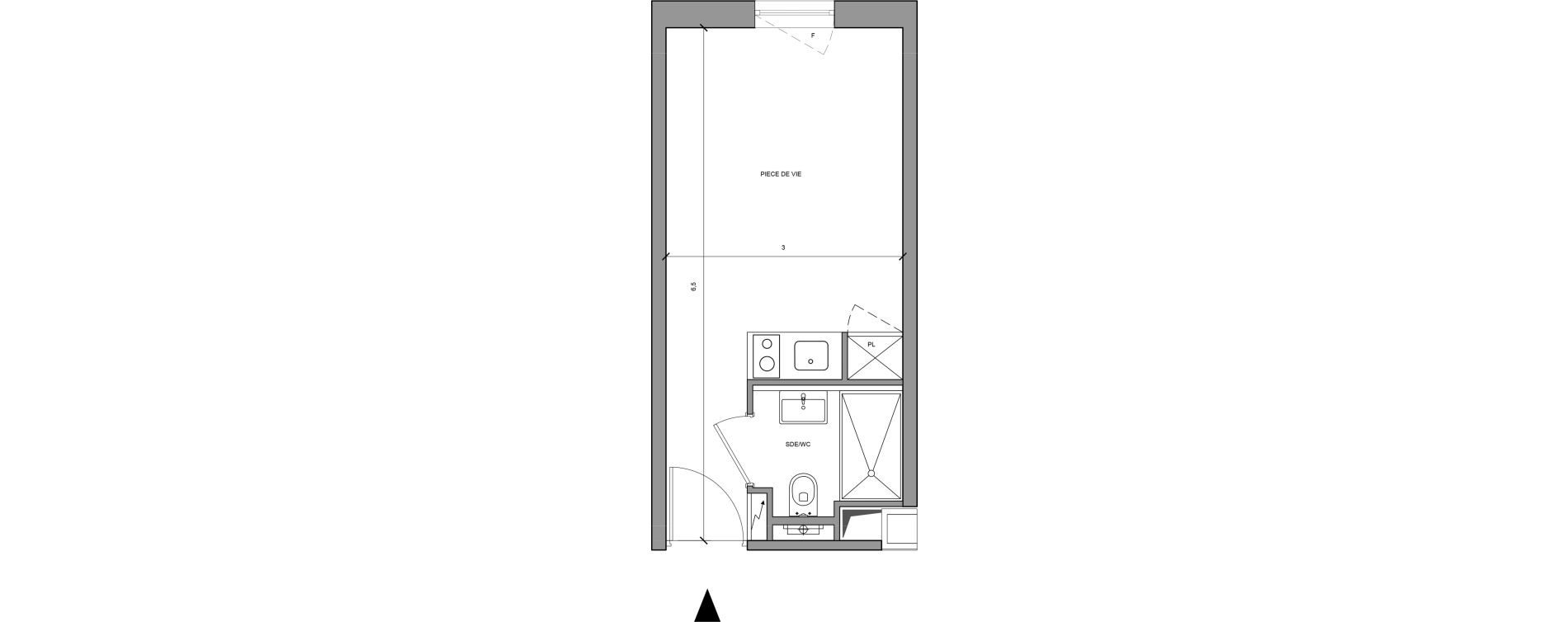 Studio meubl&eacute; de 18,30 m2 &agrave; Roissy-En-France Centre