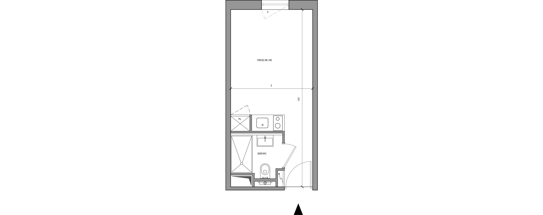 Studio meubl&eacute; de 18,30 m2 &agrave; Roissy-En-France Centre